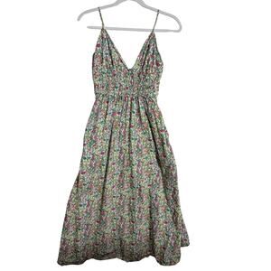 J.Crew Fabric Floral Midi Dress Size 6 Cotton Spaghetti Strap Smocked Sundress